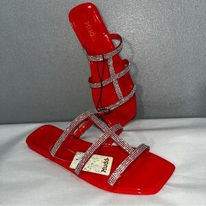 Mudd Red Strappy Jelly Sandals NWT poolside waterproof or everyday wear